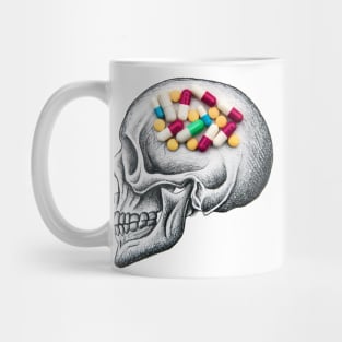 Addiction Skull Medicines - art by ben heine Mug